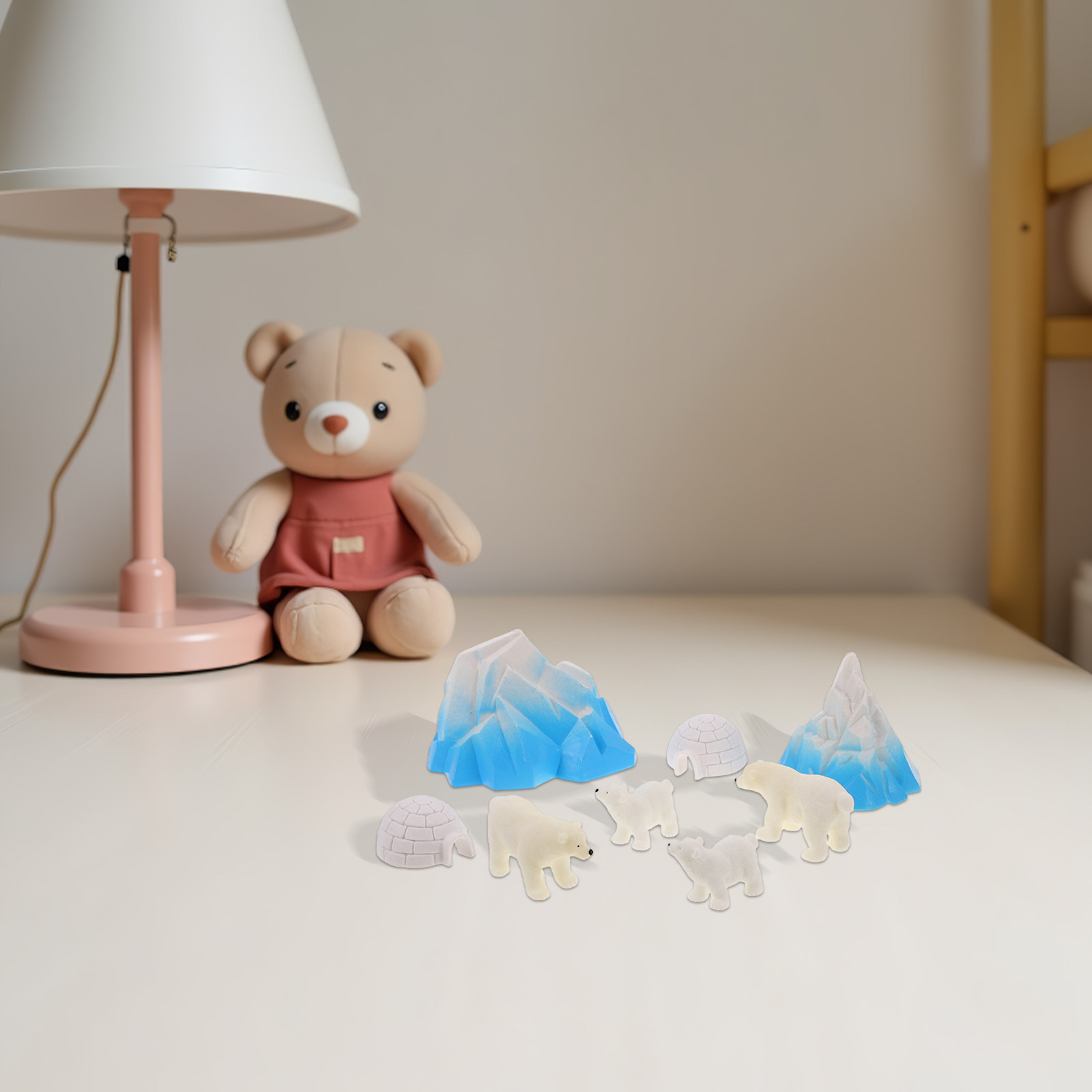 Resin Crafts - 8Pcs Mini Resin Polar Bears Arctic