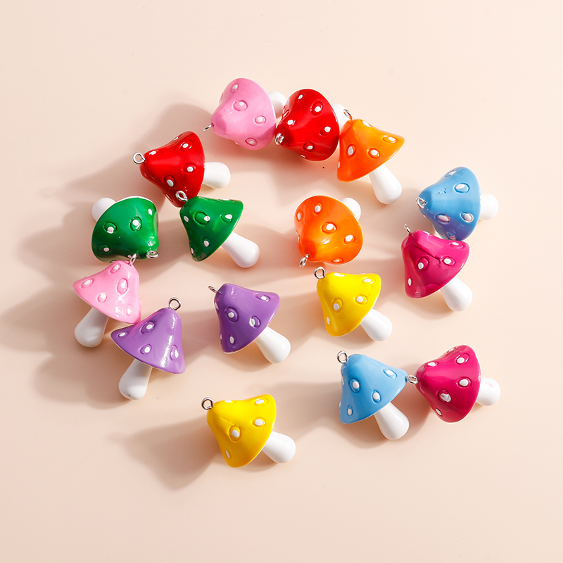 Flower Preservation Resin - 10pcs Colorful Cute Resin Cartoon Mushroom