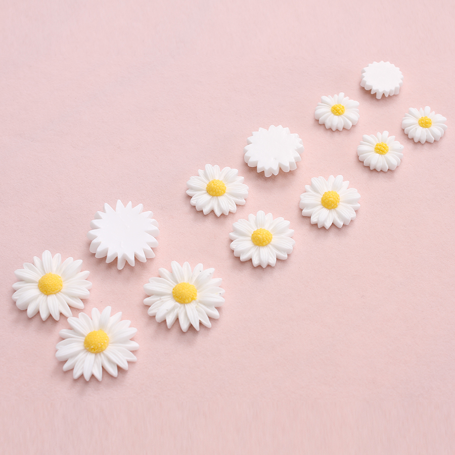 Flower Preservation Resin - 50pcs/lot 9mm-22mm White Flat Back Daisy