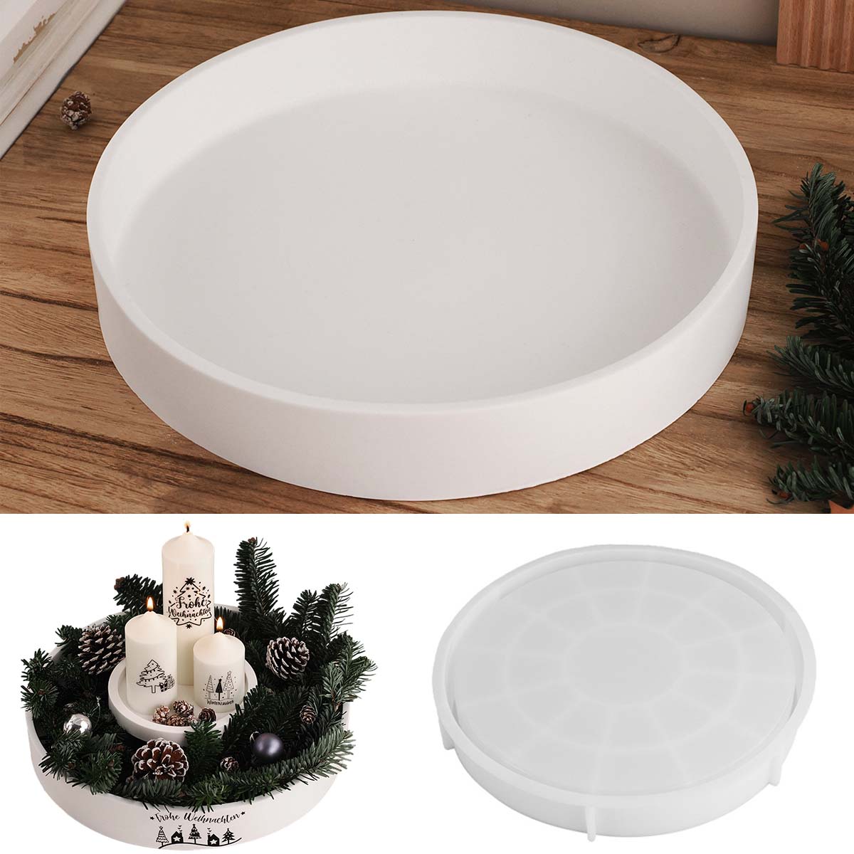 Concrete Round Candle Bowl Ves - Coaster Mold Round ulasan dan harga
